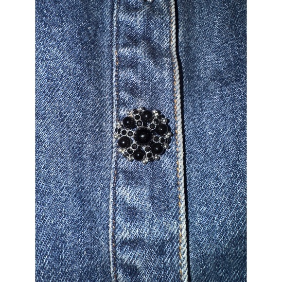 Self Portrait Skirt Button Front Pockets Embellished Blue Jean Skirt - Picture 16 of 16